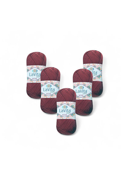 LaVita Yarn خيط حياكة يدوي من روز 100% أكريليك 500 جرام 5 قطع (3212 بوردو)
