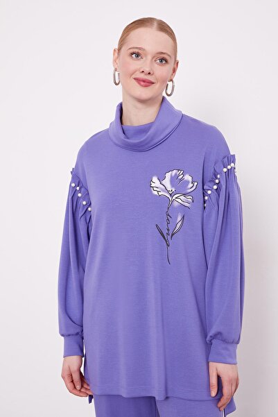 Levidor Purple Pearl Sleeve Detailed Sports Suit