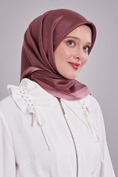 Levidor A.Pink Twill Silk Scarf with Border Edge