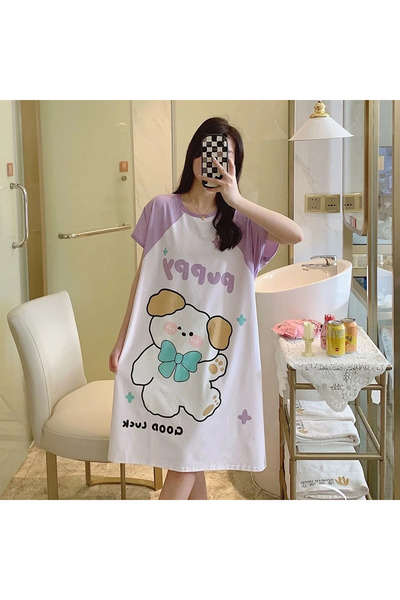 1way Comfortable cartoon nightgown for home and relaxation