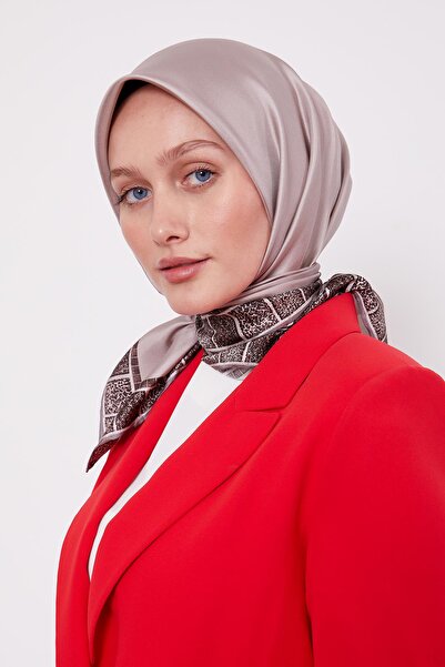 Levidor Μεταξωτό μαντήλι καφέ καφέ με λεοπάρ ριγέ