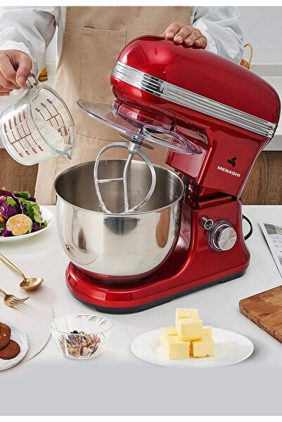 MEBASHI 5L Stand Bowl Mixer, 1200W, 8 Speed Levels, Stainless Steel Bowl (Red) ME-SBM1111