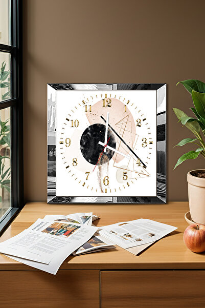 Zevahir Mobilya Dekorasyon Silver Framed Abstract Clock Themed Decorative Mdf Wall Clock