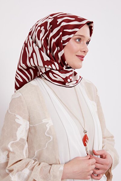 Levidor Burgundy Leopard Pattern Twill Silk Scarf