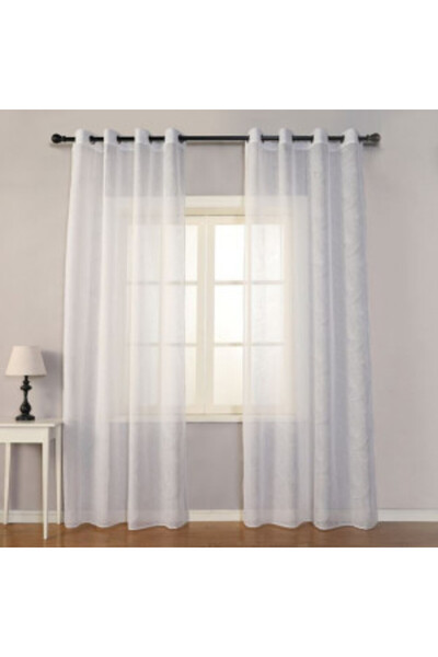 OEM Perdea decorativă cu inele, 140 x 260 cm, frunze în relief