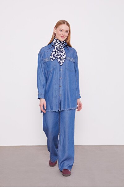 Levidor A.Mavi Cep Taşlı Denim İkili Takım