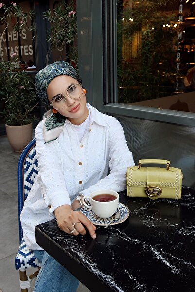 Levidor وشاح حريري بنمط عرقي أخضر