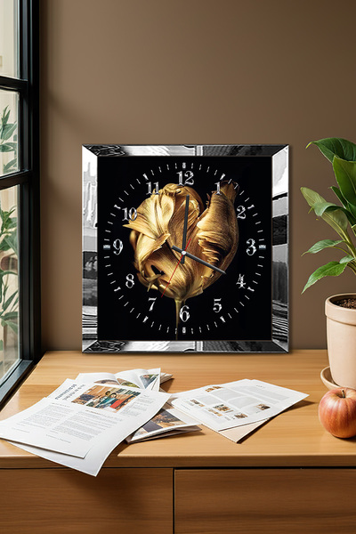 Zevahir Mobilya Dekorasyon Silver Framed Time Warp Themed Decorative Mdf Wall Clock