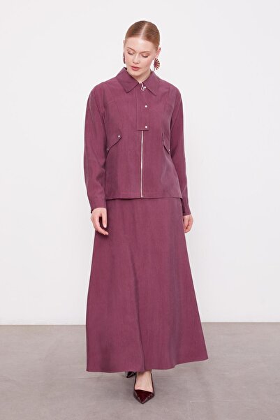 Levidor Σετ φούστα με φερμουάρ με λεπτομέρεια από μπορντό ύφασμα