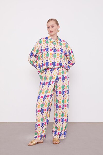 Levidor Saks Geometrik Desenli Tunik Takım