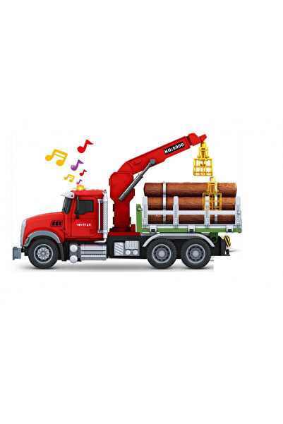 MalPlay Camion de transport busteni cu macara functionala pentru copii, cu su...