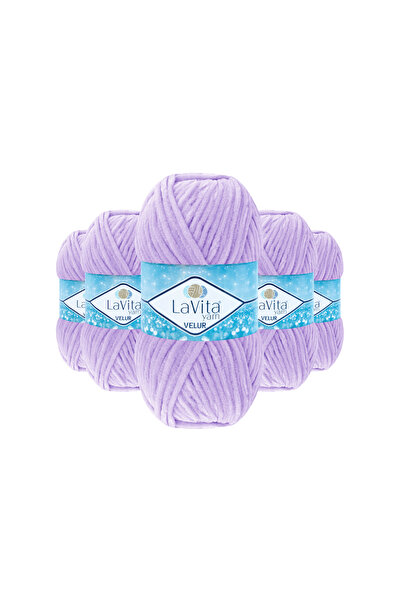 LaVita Yarn Fir de tricotat manual din catifea Velur 100% poliester 500gr 5 b...
