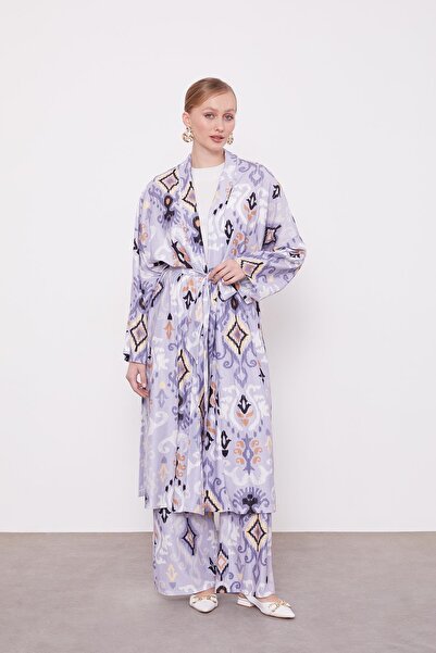 Levidor Lilac Ethnic Pattern Casual Pants Suit