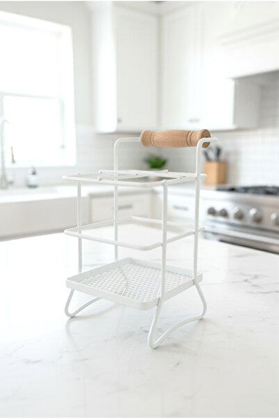 FH finehome Sunny Ahşap Tutamaçlı Kaşıklık Organizer Beyaz