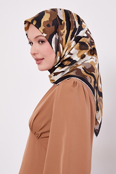 Levidor Beige Camouflage Pattern Twill Silk Scarf