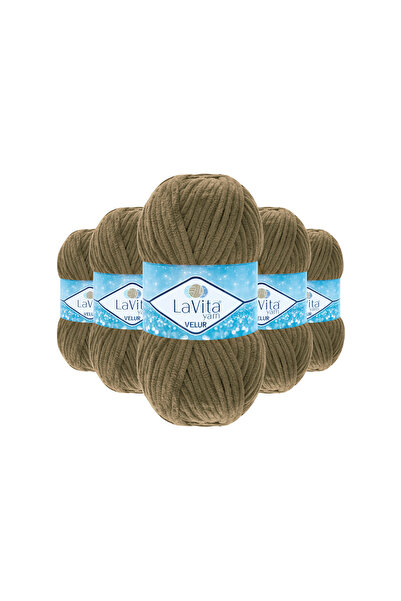 LaVita Yarn Fir de tricotat manual din catifea Velur 100% poliester 500gr 5 B...