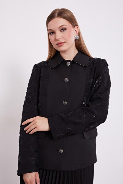 Levidor Siyah Payet Detaylı Piliseli Etek Takım