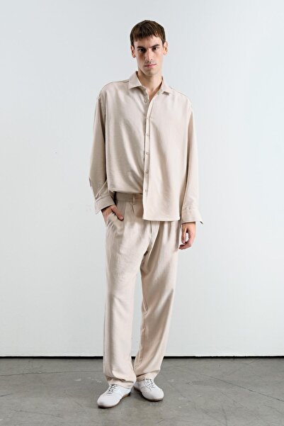 GIESTO Plied Effect Modal Beige Pants