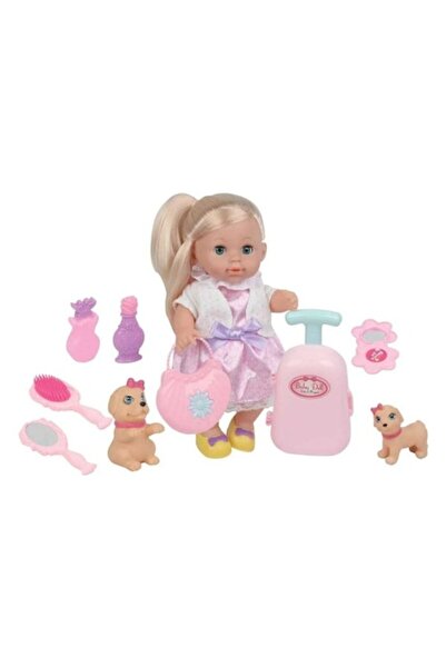 OEM Κούκλα με ροζ φόρεμα, 2 κουτάβια και αξεσουάρ