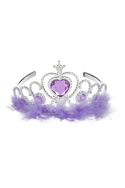 OEM Silver Hair Tiara with Stones and Purple Feathers for Children