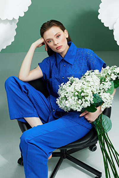 NBB Blue Hole Front Buttoned Pajama Set