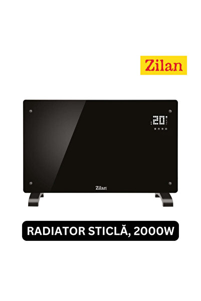 Zilan Glass Heater Panel Radiator - 2000W, Wall or Floor, Touch Display, Remote Control, 2823