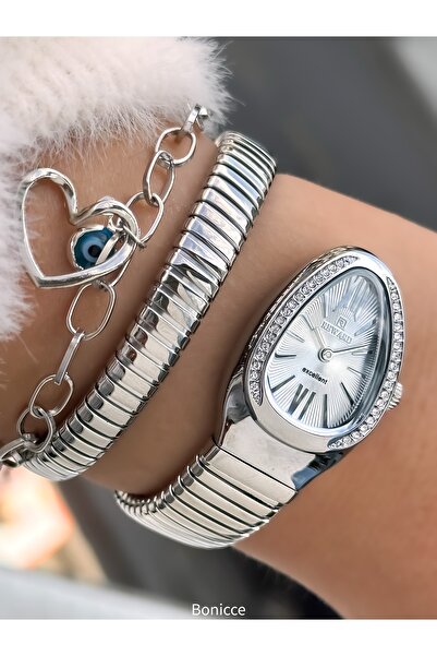 Reward Stone Snake Watch from Thick to Thin Single Tour, Small Case (24 Diameter), 3 Atm Silver Steel Band