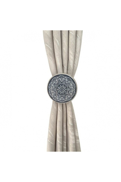 OEM Set 2 brose decorative cu lips pentru perdea, diametru 6 cm, Negru/Maro