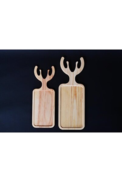 OEM Deer Antler Platter, Pine Wood Serving Tray, Color