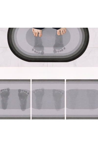 ALBBEK 2 oval magic water absorbent bathroom mats with non-slip base foot mat 38x58 cm a-60