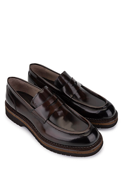 Tamer Tanca Men's Genuine Leather Brown Loafer Shoes