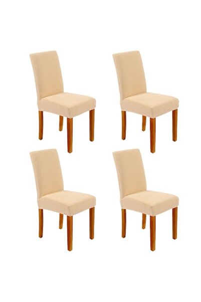 victiny Set 6 Huse scaun extensibile, Jeiibrzui, Textil, Detasabil, Universal, Crem