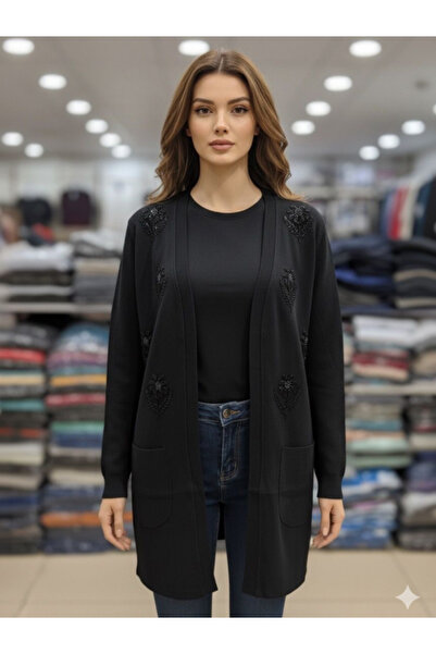 BERNEO سترة نسائية محبوكة من سيلانيك مع جيب أمامي مزين بالأحجار