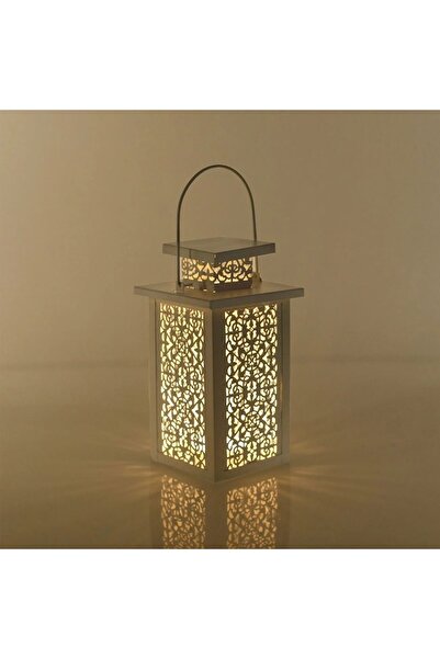 OEM Felinar decorativ metalic alb cu mâner 12,5x12,5x23,5cm