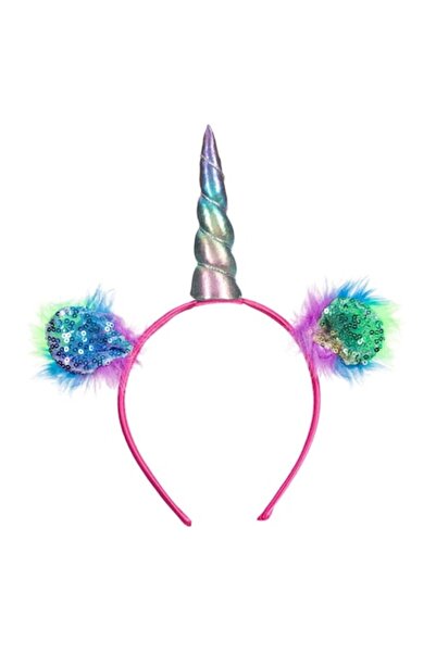 OEM Bentiță de păr Unicorn cu urechi de paiete - Albastră