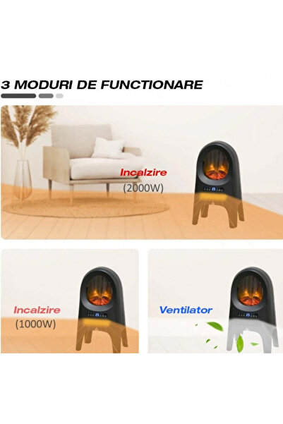 Zilan Ceramic Fireplace Heater - 2000W, LED Animation, Remote Control, ZLN 5664