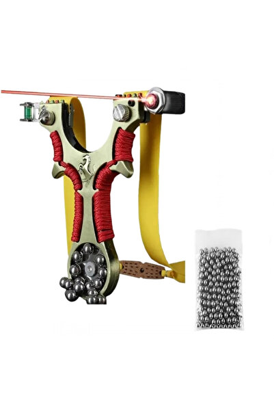 Depox Balení laserového praku a 100 kovových kuliček, červená linka, 12 cm, kov