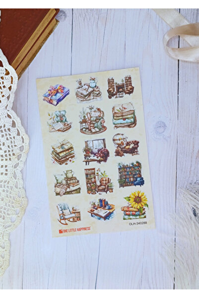 One Little Happiness Autocolant vintage cu tematică de carte, potrivit pentru...