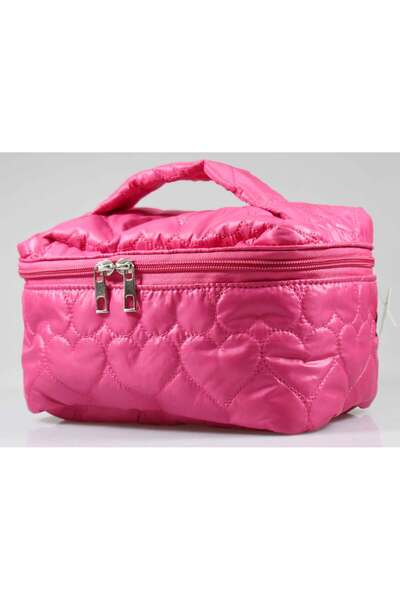 4nio РОЗОВА ЧАНТА ЗА ГРИМ С ПАТЕРН ОТ СЪРЦА