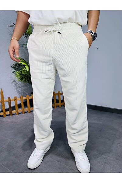 MODA KREM KADİFE FİTİLLİ PANTOLON