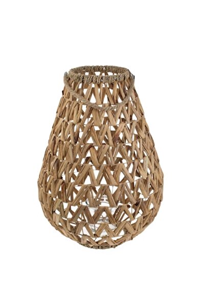 OEM Felinar decorativ oval țesut din zambilă de apă cu mâner din frânghie Ø45x65cm