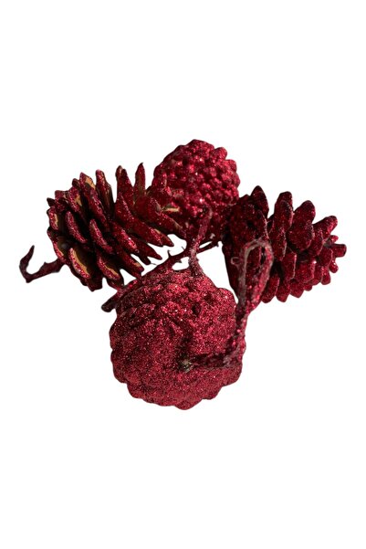 ART PINE Viral Asetat Kutuda 4 lü Renkli Simli Doğal Kozalak- Sparkle Işıltılı Natural Yılbaşı Süsü- Hobi