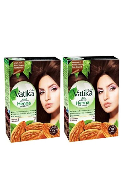 Vatika Naturals فاتيكا قطعتين من حنة فاتيكا صبغة الشعر 4 بني طبيعي