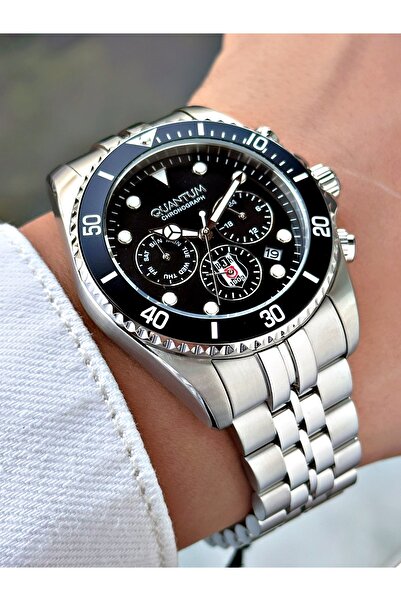 Quantum Fonksiyonları Aktif Çelik Kordon Çelik Kasa Orijinal Lisanslı Beşiktaş Taraftar Erkek Kol Saati