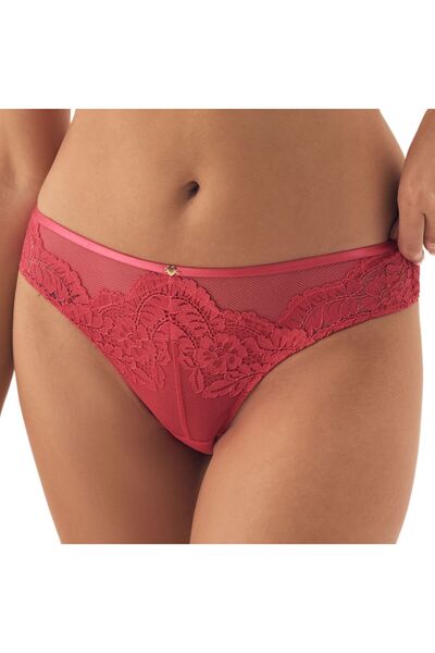 ESOTIQ Chiloți tanga clasici pentru femei, cu dantelă florală și pandantiv cu inimă aurie | Sweetheart