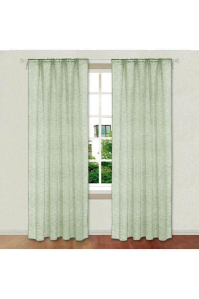 OEM Decorative Curtain with Band, 140 x 260 cm, Light-Passing, Mint Green
