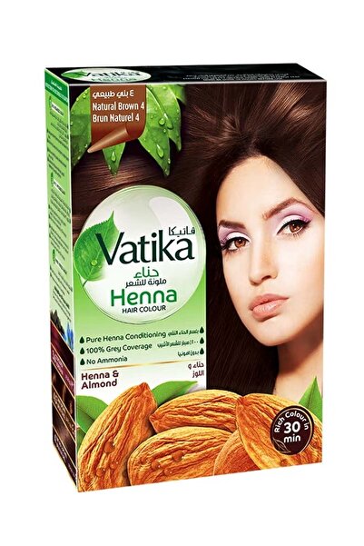Vatika Naturals حناء صبغة شعر تغطية 100% للشعر الرمادي بدون أمونيا بني 60 جرام