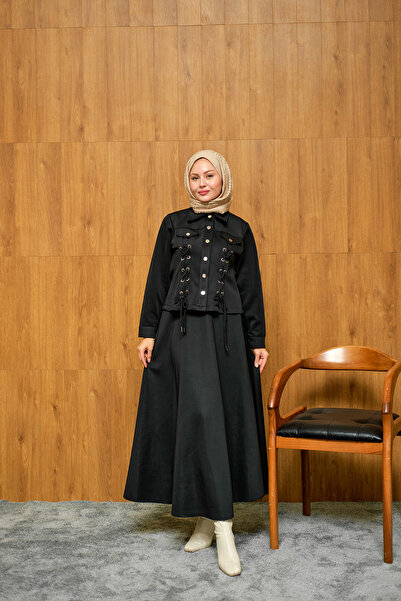 LOCCO Дамски комплект Menra Kuşgözü с детайли, черен