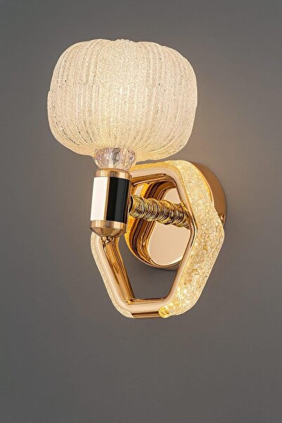 Crestj Modern Gold Wall Lamp with Decorative Glass Cover - LED Decorative Wall Light for Living Rooms and B