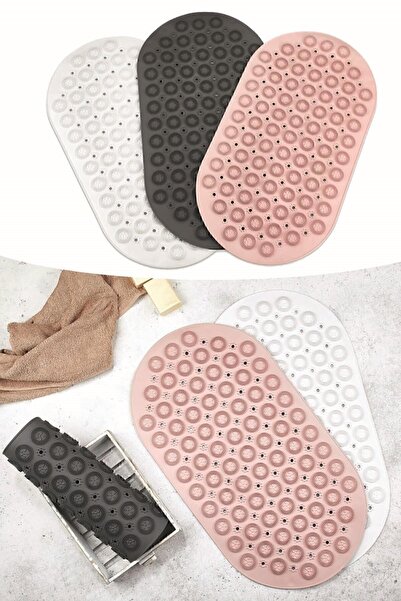 ALBBEK 2 Pieces Massage Silicone Bath Mat with Suction Cups for Bath and Shower, Non-Slip, Gray Color A-142